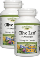 Natural Factors Olive Leaf 500mg - 90 + 90 Caps (2 For Deal)