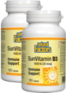 Natural Factors SunVitamin D3 1,000iu - 180 + 180 Tabs (2 For Deal)