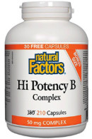 Natural Factors Hi Potency B-Complex - 180 + 30 Caps BONUS