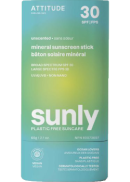 Attitude Sunly Mineral Sunscreen Stick SPF30 (Unscented) - 60g