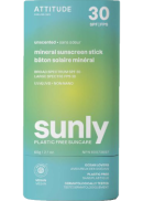 Attitude Sunly Mineral Sunscreen Stick SPF30 (Unscented) - 60g