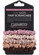 Giovanni Cosmetics Slim Satin Hair Scrunchies (Pink, Beige, Mauve, Copper & Dark Brown) - 5 Pack