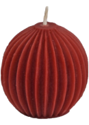 Honey Candles Pure Beeswax Candle Ornamental Fluted Sphere (Burgundy) - 3 x 2 3/4 Inches