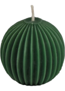 Honey Candles Pure Beeswax Candle Ornamental Fluted Sphere (Forest Green) - 3 x 2 3/4 Inches