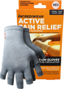 Incrediwear Inc Unisex Fingerless Circulation Gloves (Grey, Med) - 1 Pair
