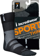 Incrediwear Inc Thin Sport Socks (Crew Height, Black, Med) - 1 Pair