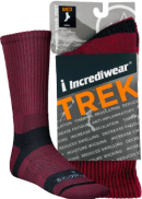 Incrediwear Inc Trek Socks (Crew Height, Red, Med) - 1 Pair