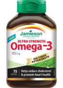 Jamieson Omega-3 Ultra Strength (No Fishy Aftertaste) 900mg - 75 Softgels