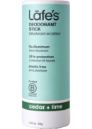 Lafe’s Body Care Deodorant Plastic-Free Stick (Cedar & Lime) - 64g