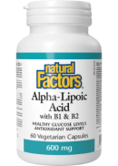 Natural Factors Alpha-Lipoic Acid 600mg With B-1 & B-2 - 60 V-Caps
