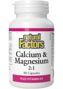 Natural Factors Calcium & Magnesium 2:1 Plus Vitamin D3 - 90 Caps