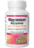 Natural Factors Magnesium Bisglycinate 100mg Plus L-Theanine 125mg - 90 V-Caps