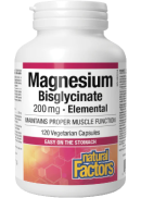 Natural Factors Magnesium Bisglycinate 200mg Elemental - 120 V-Caps