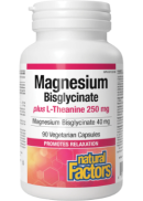 Natural Factors Magnesium Bisglycinate 40mg Plus L-Theanine 250mg - 90 V-Caps
