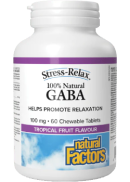 Natural Factors Stress-Relax 100% Natural Gaba 100mg (Tropical Fruit) - 60 Chew Tabs