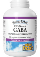 Natural Factors Stress-Relax 100% Natural Gaba 100mg (Tropical Fruit) - 120 Chew Tabs