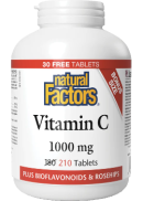 Natural Factors Vitamin C 1,000mg + Bioflavonoids & Rosehips - 180 + 30 Tabs BONUS