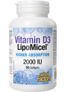 Natural Factors Vitamin D3 LipoMicel 2000iu - 90 Softgels