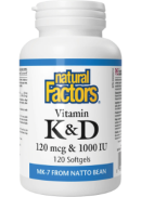 Natural Factors Vitamin K+D 120mcg/1,000iu - 120 Softgels