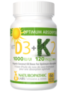 Naturopathic Labs Vitamin D3 1,000iu + K2 120mcg - 60 Softgels