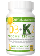 Naturopathic Labs Vitamin D3 1,000iu + K2 120mcg - 60 Softgels