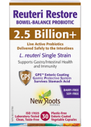 New Roots Reuteri Restore Bowel-Balance Probiotic (2.5 Billion+) - 30 V-Caps