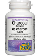 Natural Factors Activated Charcoal 250mg - 90 Softgels