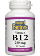 Natural Factors B-12 (Cyanocobalamin) 250mcg - 90 Tabs