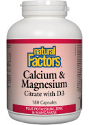 Natural Factors Calcium & Magnesium Citrate With D3 - 180 Caps