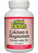 Natural Factors Calcium & Magnesium Citrate With D3 - 90 Tabs