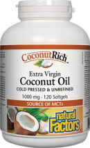 Natural Factors CoconutRich Extra Virgin Coconut Oil 1,000mg - 120 Softgels