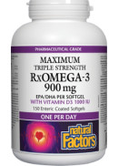 Natural Factors RxOmega-3 Maximum Triple Strength 900mg With Vitamin D3 1,000iu - 150 Softgels