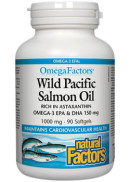 Natural Factors OmegaFactors Wild Pacific Salmon Oil 1,000mg - 90 Softgels