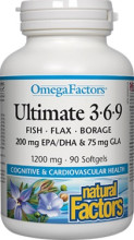 Natural Factors Ultimate Omega Factors 3-6-9 1,200mg - 90 Softgels