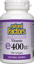 Natural Factors Vitamin E Clear Base 400iu - 180 Softgels