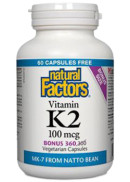Natural Factors Vitamin K2 100mcg (Mk-7) - 360 V-Caps