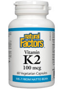 Natural Factors Vitamin K2 100mcg (Mk-7) - 60 V-Caps