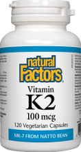 Natural Factors Vitamin K2 100mcg (Mk-7) - 120 V-Caps