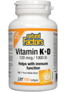 Natural Factors Vitamin K + D - 180 Softgels BONUS