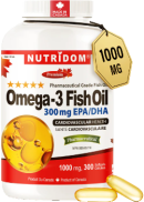 Nutridom Omega-3 Fish Oil 1000mg - 300 Softgels