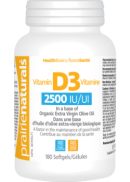 Prairie Naturals Vitamin D3 2,500iu (Organic Olive Oil Base) - 180 Softgels