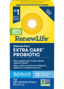 Renew Life Ultimate Flora Extra Care Probiotic 50 Billion (Shelf Stable) - 72 V-Caps (20% More)