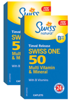 Swiss One 50 Time Release Multi - 72 + 72 Caplets (2 For Deal)