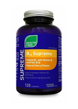 B12 Supreme With Vitamin B6 & Folic Acid (Natural Cherry Flavour) - 120 Lozenges - Health First