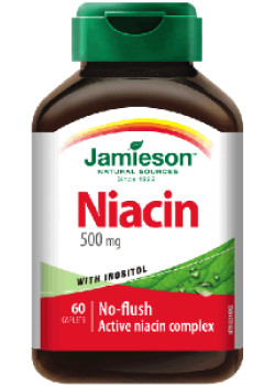 Niacin 500mg With Inositol - 60 Caps - Jamieson Niacin 500mg With Inositol - 60 Caps - Jamieson