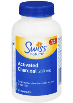 Activated Charcoal 260mg - 90 Caps - Swiss