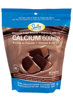 Calcium Chocolate Chew 600mg + 400iu vitamin D - 60 Chews - Swiss Naturals