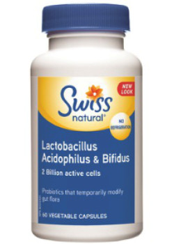 Lactobacillus Acidophilus & Bifidus 2 Billion - 60 Caps - Swiss Naturals Lactobacillus Acidophilus & Bifidus 2 Billion - 60 Caps - Swiss Naturals