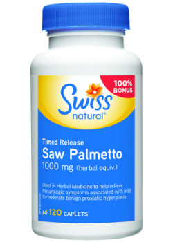 Saw Palmetto 1,000mg Time Release - 120 Caplets - Swiss Naturals