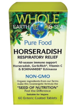 Whole Earth & Sea Pure Food Horseradish Respiratory Relief - 60 Tabs - Natural Factors